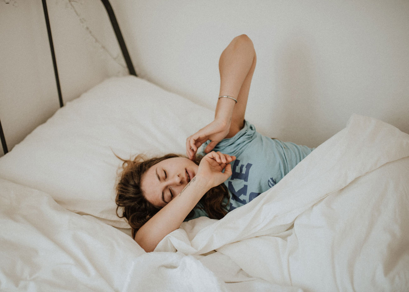 Female waking up in the morning