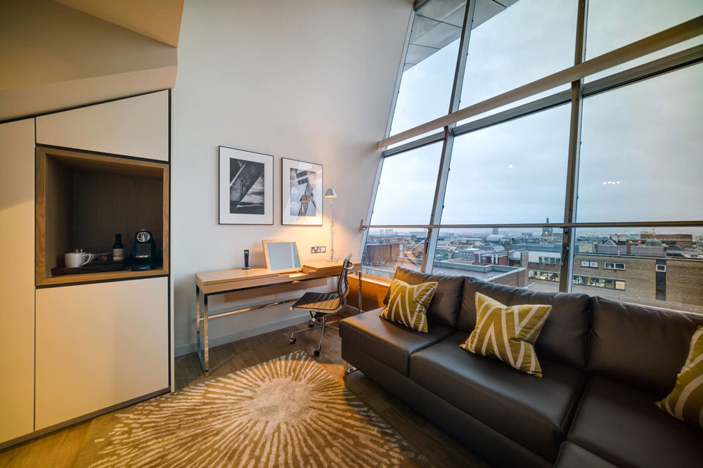 Duplex Suite at Apex City of Glasgow Hotel Duplex Suite lounge with daytime city view