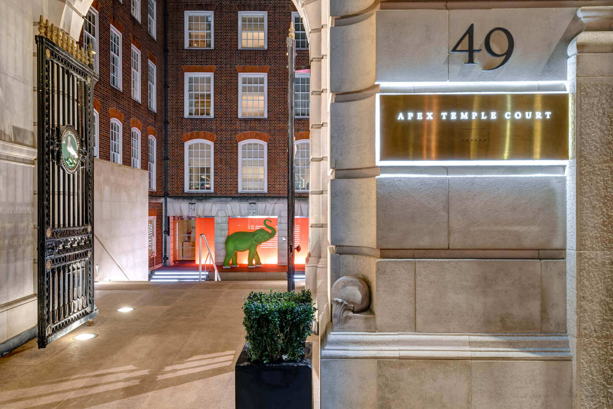 Exterior of Apex Temple Court Hotel at night