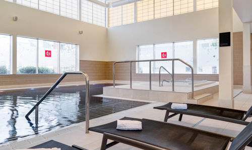 Yu Spa swimming pool Yu Spa swimming pool with poolside loungers