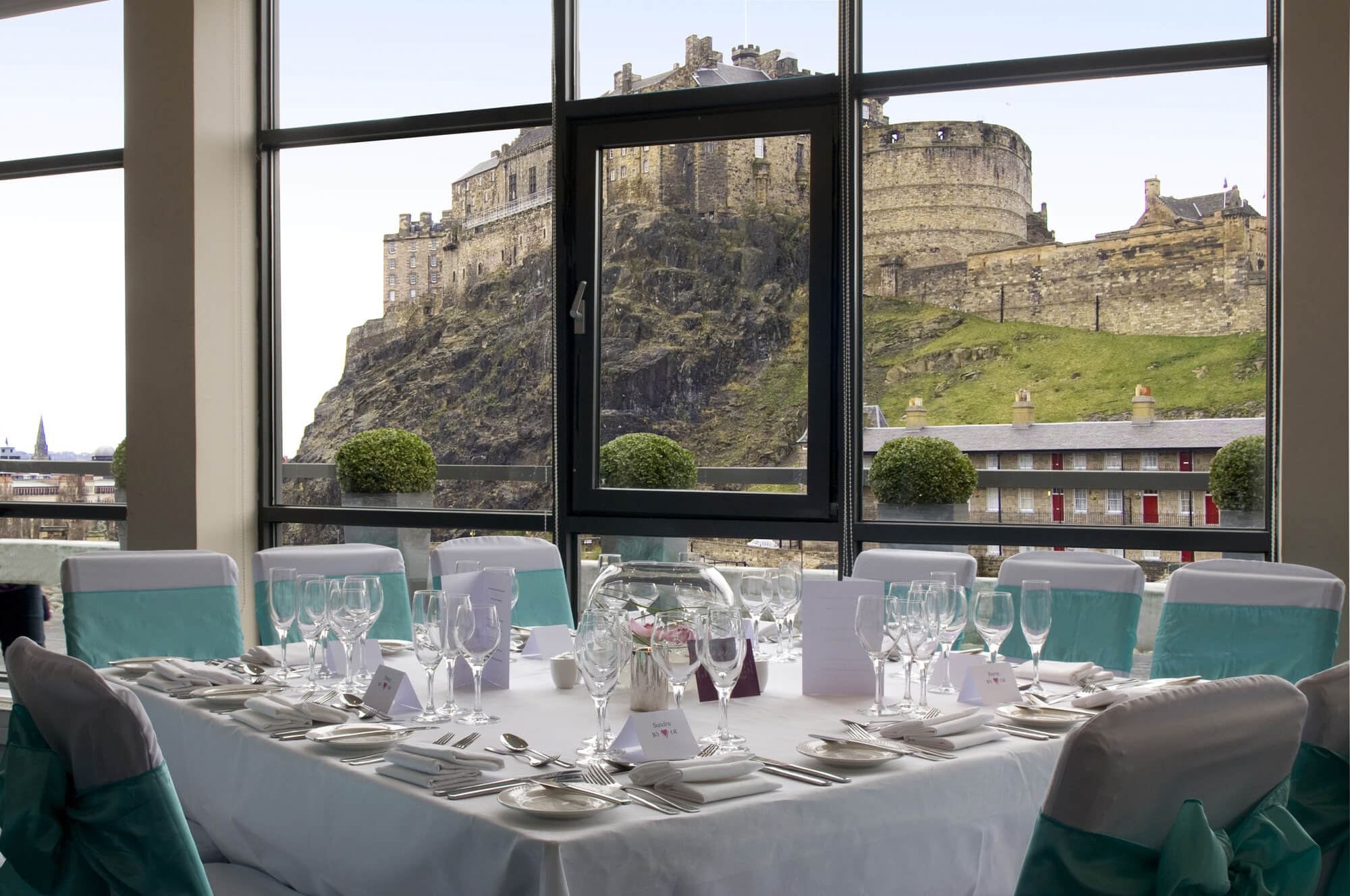 Wedding Venue Setup With Castle Views